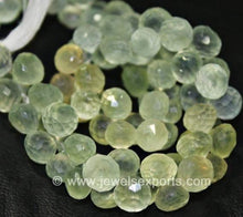 Load image into Gallery viewer, Natural Green Prehnite Faceted Onion Drops Beads 8mm 5inches - Jalvi &amp; Co.