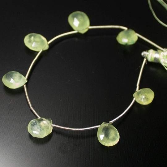 Natural Green Prehnite Faceted Pear Drop Beads 11mm 15mm 5inches - Jalvi & Co.