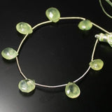 Natural Green Prehnite Faceted Pear Drop Beads 11mm 15mm 5inches