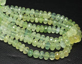 Natural Green Prehnite Faceted Rondelle Beads 9.5mm 11.5mm 5inches