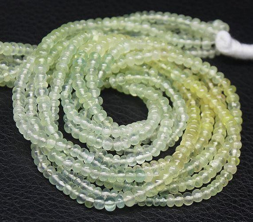 Natural Green Prehnite Smooth Rondelle Beads 3.5mm 14inches - Jalvi & Co.