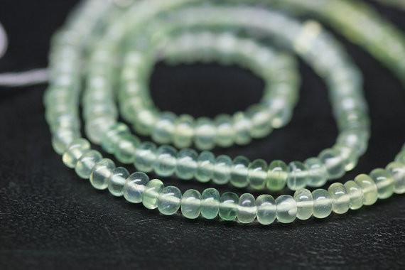 Natural Green Prehnite Smooth Rondelle Beads 3.5mm 14inches - Jalvi & Co.