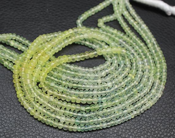 Natural Green Prehnite Smooth Rondelle Beads 3.5mm 14inches - Jalvi & Co.