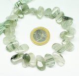 Natural Green Rutile Smooth Flat Tumble Uneven Beads Strand 4