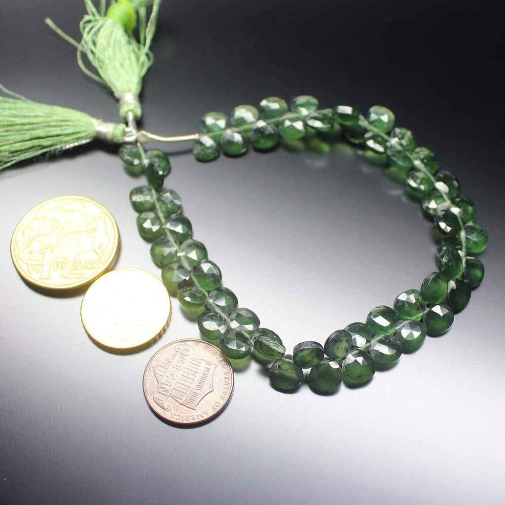 Natural Green Serpentine Faceted Heart Drop Beads 7mm 8inches - Jalvi & Co.