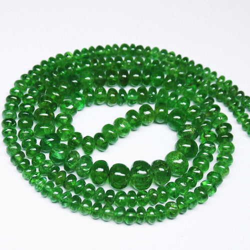 Natural Green Tsavorite Garnet Smooth Rondelle Loose Gemstone Beads 19