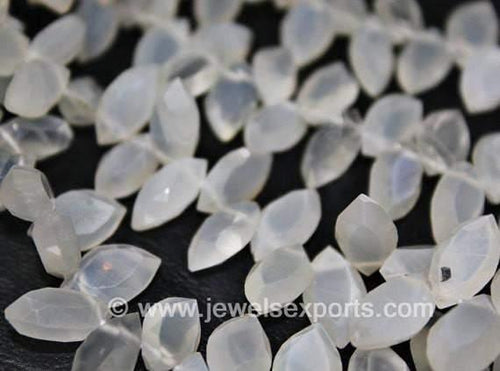 Natural Grey Moonstone Faceted Marquise Drops Loose Beads Strand 10