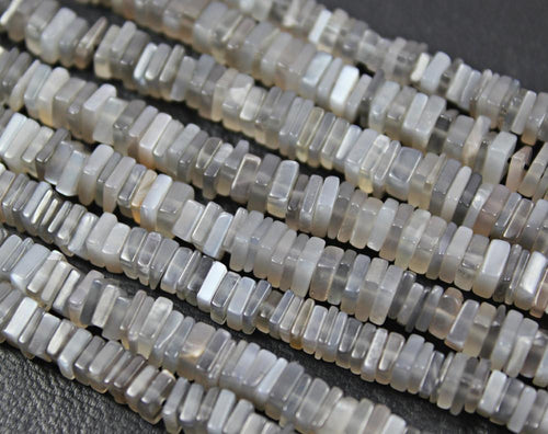 Natural Grey Moonstone Smooth Heishi Square Beads 5mm 13inches - Jalvi & Co.