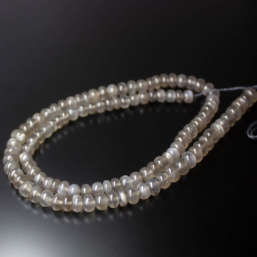 Natural Grey Moonstone Smooth Rondelle Beads 6.5mm 7.5mm 18inches - Jalvi & Co.