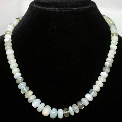 Natural Grey Moonstone Smooth Rondelle Beads Necklace 7.5mm 13mm 20inches - Jalvi & Co.