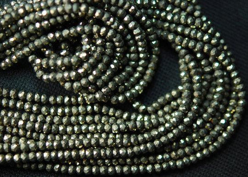 Natural Grey Pyrite Faceted Rondelle Beads 3.5mm 13inches - Jalvi & Co.