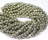 Natural Grey Pyrite Smooth Round Beads 6mm 6.5mm 10inches