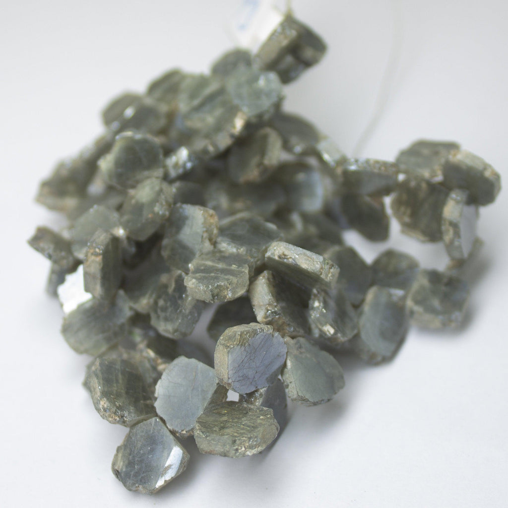 Natural Grey Silverite Smooth Slice Beads 9mm 10mm 16inches - Jalvi & Co.