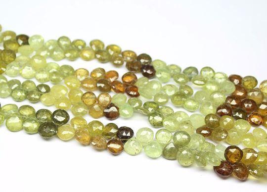 Natural Grossular Garnet Faceted Heart Drops Briolette Beads Strand 9" 7mm 8mm - Jalvi & Co.