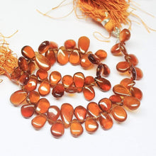 Load image into Gallery viewer, Natural Hessonite Garnet Pear Drop Smooth Polished Briolette Beads 8&quot; 9mm 12mm - Jalvi &amp; Co.