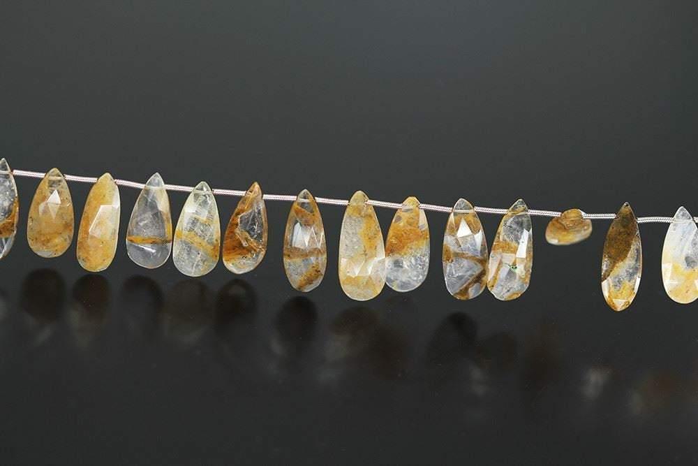 Natural Himalayan Quartz Faceted Pear Loose Gemstone Beads Strand 21mm 24mm 4" - Jalvi & Co.