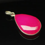 Natural Hot Pink Chalcedony Faceted Pear Bezel Charm Pendant 1pc 35x21mm