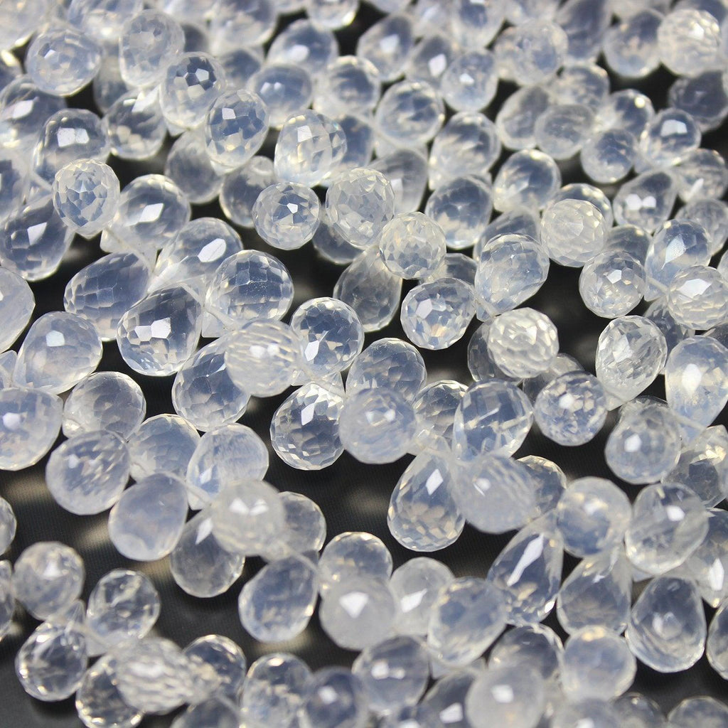 Natural Ice Quartz Faceted Tear Drop Gemstone Loose Beads Strand 8mm 9mm 4" - Jalvi & Co.