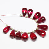 Natural Imitation Dyed Ruby Smooth Tear Drops Beads 12.5mm 15mm 11pc