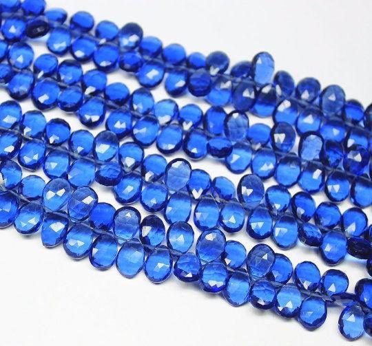 Natural Iolite Blue Quartz Faceted Pear Drops Beads 10mm 8.5inches - Jalvi & Co.