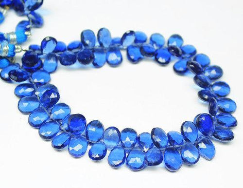 Natural Iolite Blue Quartz Faceted Pear Drops Beads 10mm 8.5inches - Jalvi & Co.