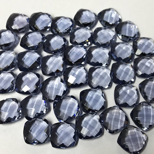 Natural Iolite Quartz Faceted Cushion Loose Beads 8mm 10pc - Jalvi & Co.