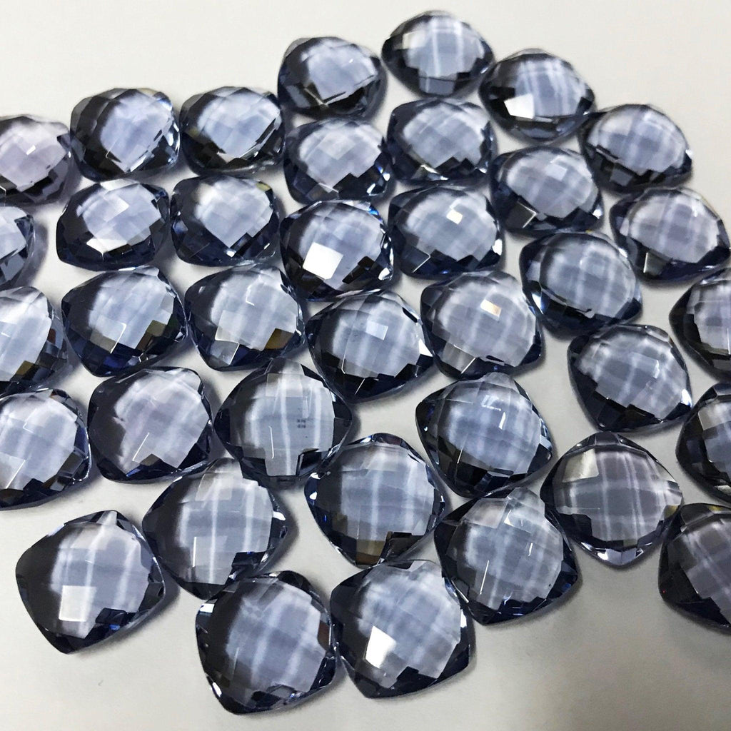 Natural Iolite Quartz Faceted Cushion Loose Beads 8mm 10pc - Jalvi & Co.
