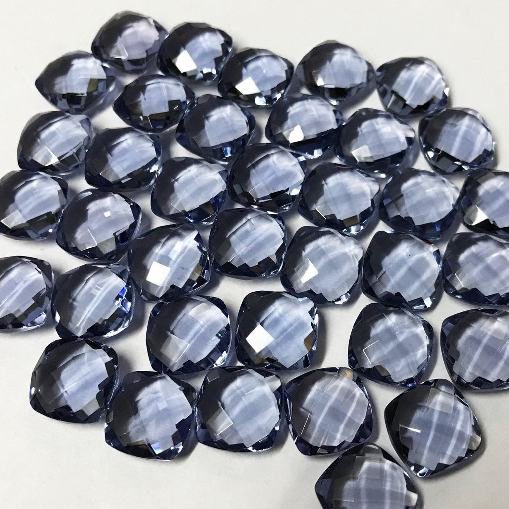 Natural Iolite Quartz Faceted Cushion Loose Beads 8mm 10pc - Jalvi & Co.