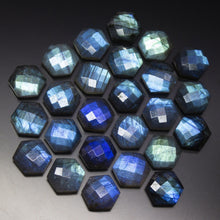 Load image into Gallery viewer, Natural Labradorite Faceted Hexagon Briolette Loose Gemstone 3 Matched Pair 12mm - Jalvi &amp; Co.
