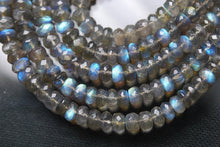 Load image into Gallery viewer, Natural Labradorite Faceted Rondelle Gemstone Loose Beads Strand 10" 6mm - Jalvi &amp; Co.