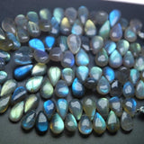 Natural Labradorite Smooth Pear Drop Gemstone Loose Beads Strand 7