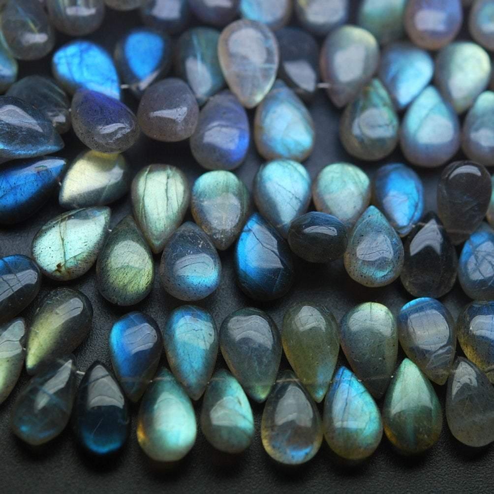 Natural Labradorite Smooth Pear Drop Gemstone Loose Beads Strand 7" 10mm 12mm - Jalvi & Co.