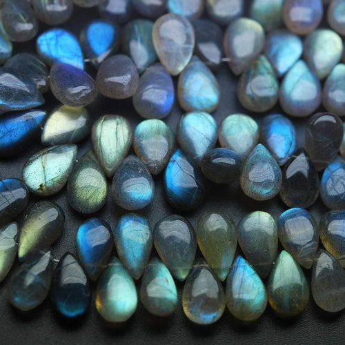 Natural Labradorite Smooth Pear Drop Gemstone Loose Beads Strand 7