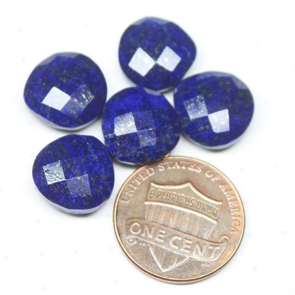 Natural Lapis Lazuli Blue Gemstone Heart Faceted Loose Gemstone Pair 5pc 12mm - Jalvi & Co.