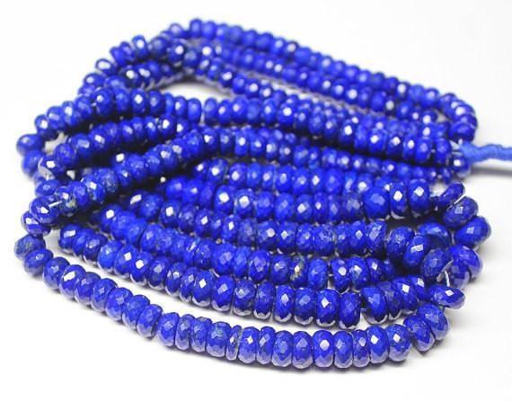 Natural Lapis Lazuli Faceted Rondelle Gemstone Loose Beads Strand 9" 7mm 13mm - Jalvi & Co.