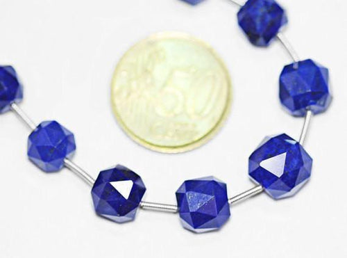Natural Lapis Lazuli Rose Cut Faceted Round Gemstone Beads Strand 6.5