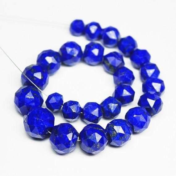 Natural Lapis Lazuli Rose Faceted Round Ball Gemstone Beads Round 8" 10mm 12mm - Jalvi & Co.