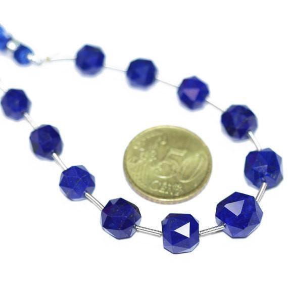 Natural Lapis Luzuli Faceted Rose Round Ball Gemstone Beads Strand 6.5" 8mm 9mm - Jalvi & Co.