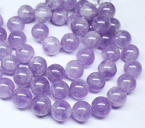 Natural Lavender Amethyst Smooth Loose Round Ball Beads Strand 16