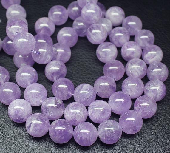 Natural Lavender Amethyst Smooth Loose Round Ball Beads Strand 16" 14mm 28pcs - Jalvi & Co.
