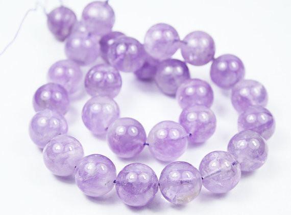 Natural Lavender Amethyst Smooth Loose Round Ball Beads Strand 16" 14mm 28pcs - Jalvi & Co.