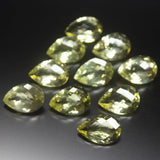 Natural Lemon Quartz Checker Pear Drop Briolette Loose Gemstone Lot 10pc 18mm