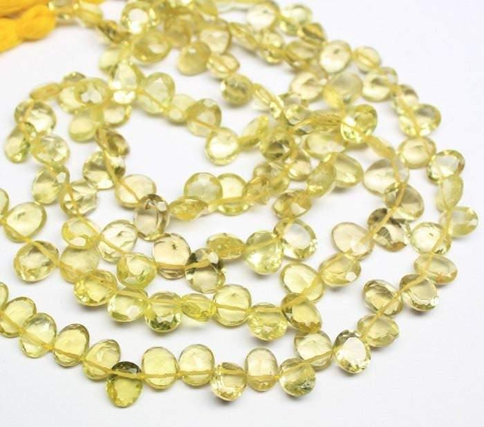 Natural Lemon Quartz Faceted Drilled Oval Loose Gemstone Beads Strand 8mm 13" - Jalvi & Co.