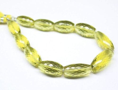 Natural Lemon Quartz Faceted Marquise Puff Gemstone Beads Strand 9