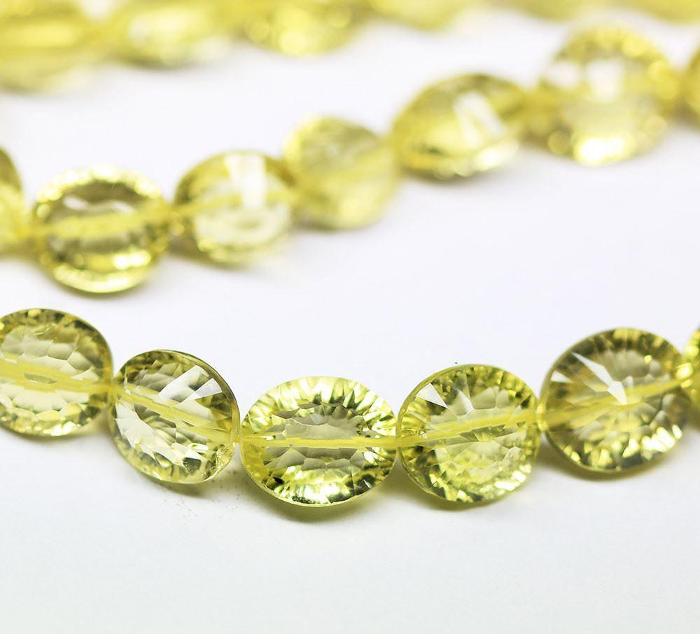 Natural Lemon Quartz Faceted Oval Gemstone Loose Beads Strand 14mm 12mm 9" - Jalvi & Co.