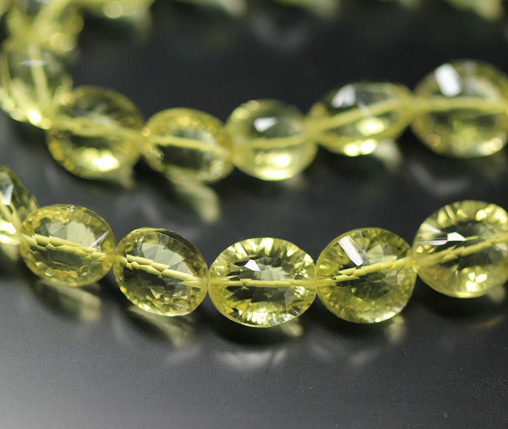 Natural Lemon Quartz Faceted Oval Gemstone Loose Beads Strand 14mm 12mm 9" - Jalvi & Co.