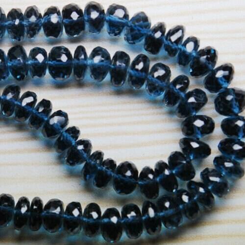 Natural London Blue Topaz Faceted Rondelle Gemstone Loose Beads 2