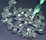 Natural Moss Aquamarine Faceted Pear Drop Loose Gemstone Beads 9mm 14mm 8