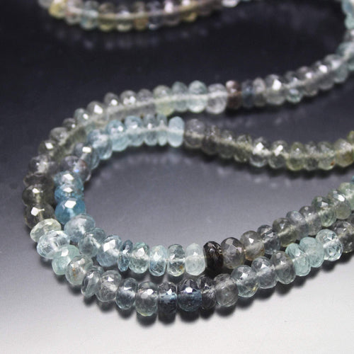 Natural Moss Aquamarine Faceted Rondelle Loose Gemstone Beads Strand 4mm - Jalvi & Co.