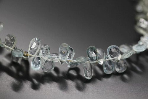 Natural Moss Blue Aquamarine Faceted Pear Gemstone Loose Drop Beads 4